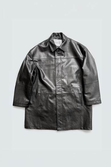 Bloke Black Oversized Leather Coat