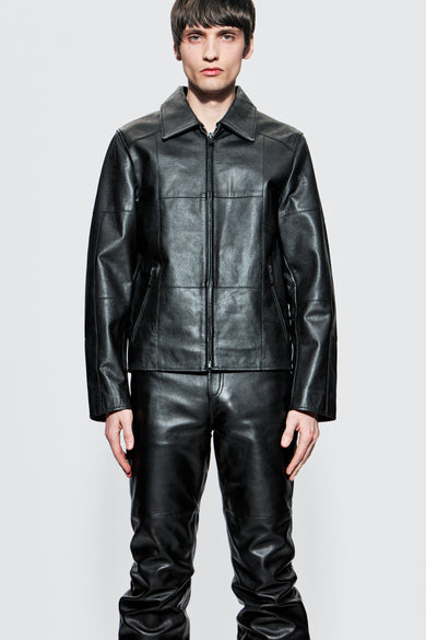 Bruno Black Leather Patch Jacket