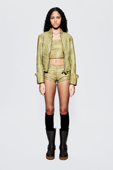 Gazelle Hand-dyed Olive Leather Jacket
