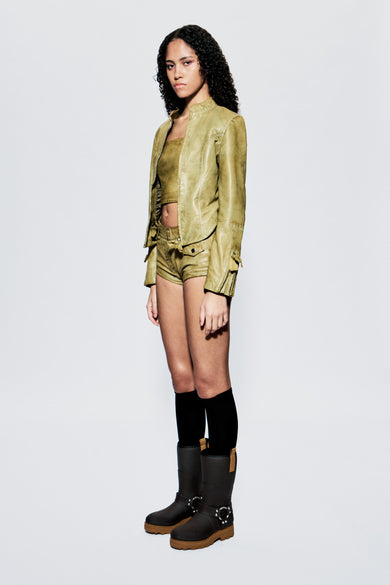 Gazelle Hand-dyed Olive Leather Jacket