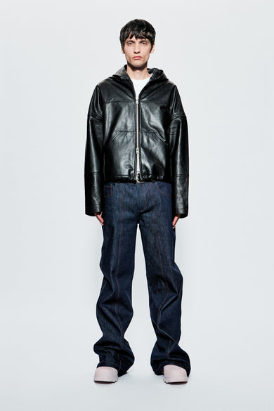 Hector Black Leather Hoodie