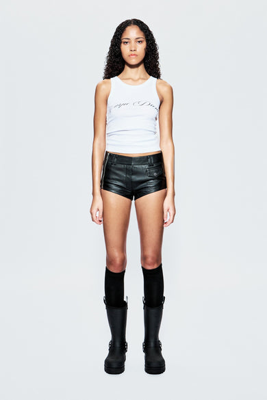 Hotz Black Leather Short Shorts
