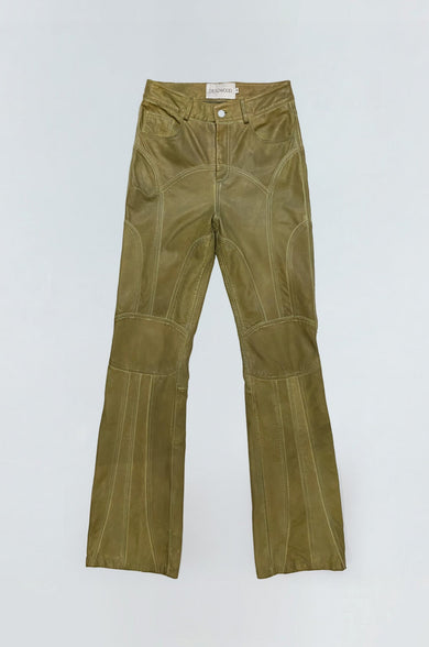 Peninsula Olive Leather Pants