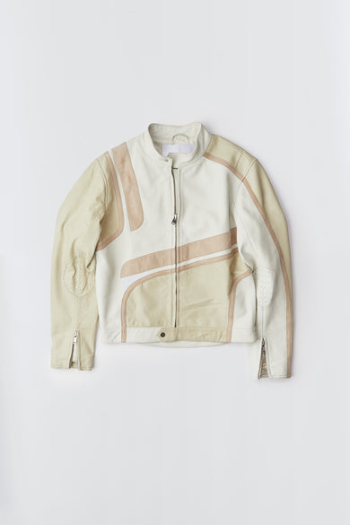Hiro White Leather Moto Jacket