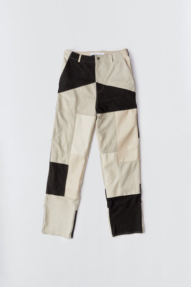 omen’s Phil Patchwork Leather Pants with vibrant design, crafted from upcycled lamb nappa and goat suede, lined with recycled PET fabric.