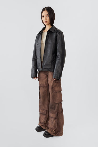 Bruno Black Leather Patch Jacket