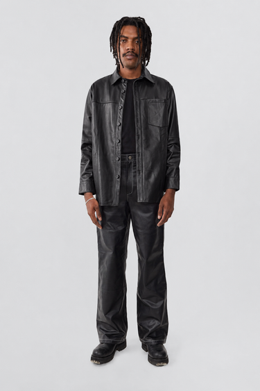 Spike Shirt Black Leather