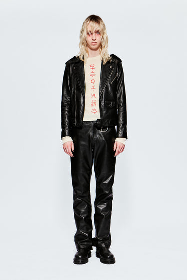 River Black Leather Biker Jacket