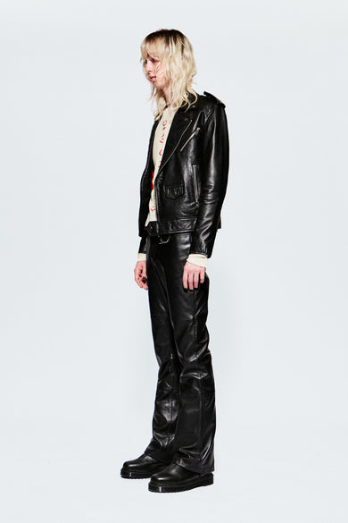 River Black Leather Biker Jacket