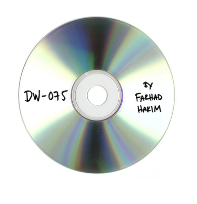 Disc with 'DW-075' and 'by Farhad Hakim' written on it against a white background