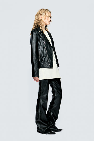 River Black Leather Biker Jacket