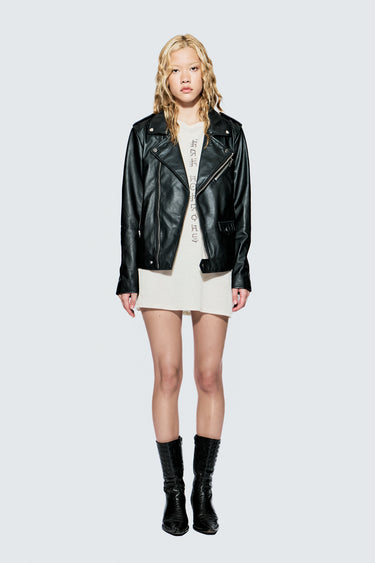 River Black Leather Biker Jacket