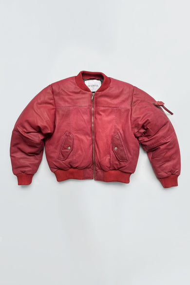 Bofinger Red Leather Padded Bomber Jacket