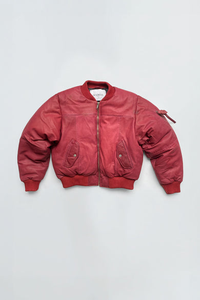 Bofinger Red Leather Padded Bomber Jacket