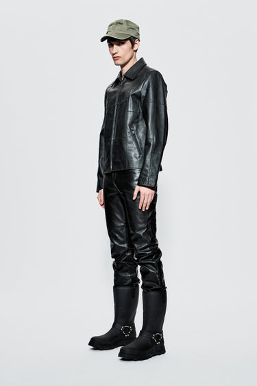 Bruno Black Leather Patch Jacket