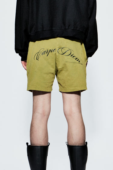 Carpe Diem Olive Cotton Shorts