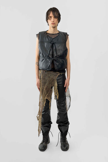 Float Black Padded Leather Vest