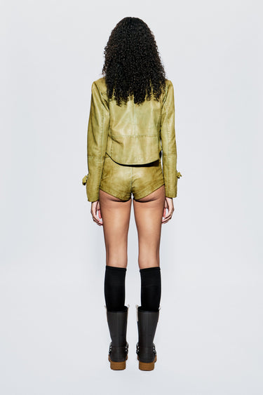 Gazelle Hand-dyed Olive Leather Jacket