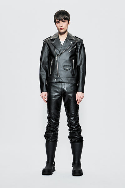 Men's Biker Black in Black Vegan Cactus Leather – Deadwood Studios