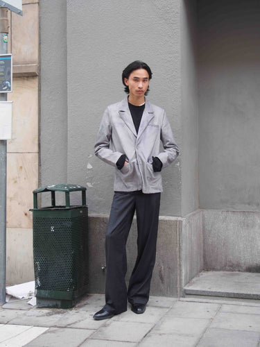Stanley Hand-dyed Grey Leather Blazer