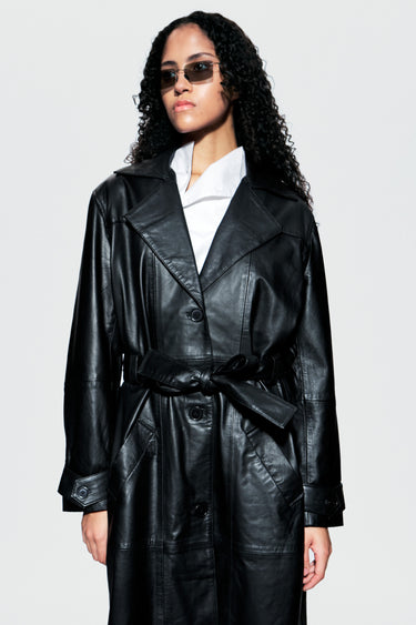 Terra Black Leather Coat