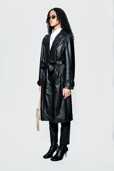 Terra Black Leather Coat