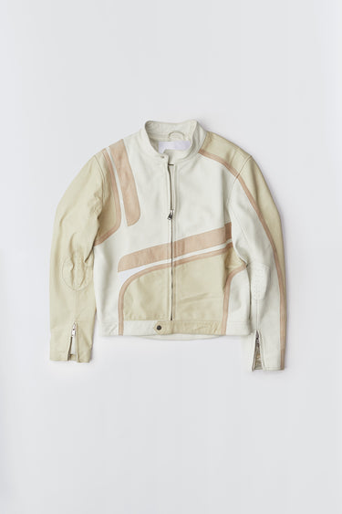 Hiro White Leather Moto Jacket